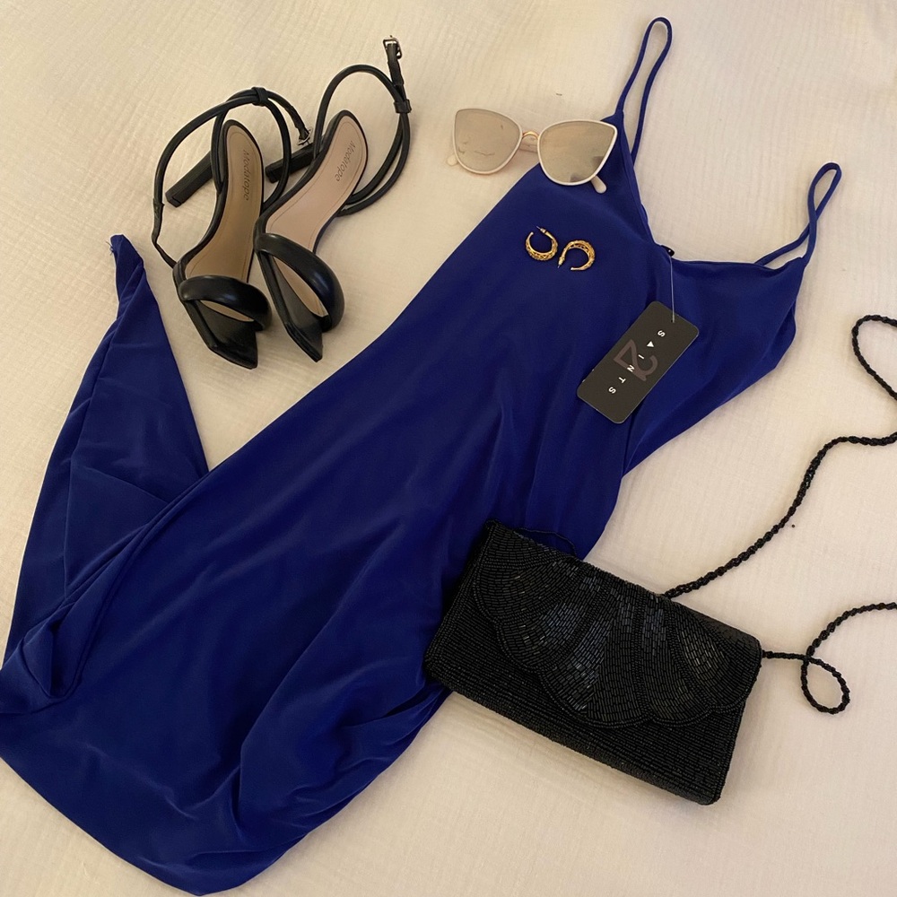 NWT 21 Saints Elegant Asymmetrical Blue Dress
